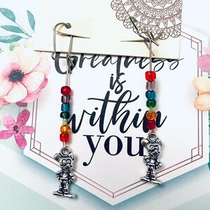 6x$15. Colorful Beaded Drop Earrings with Charms